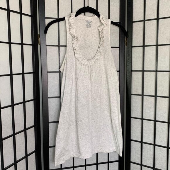Land’s End Ruffled Scoop Neckline Tank Top Blouse White Grey XXSmall - Picture 3 of 9